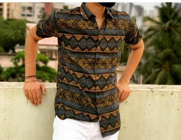 Poly Cotton Printed Half Sleeves Regular Fit Mens Casual Shirt Roposo Clout
